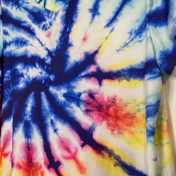 Jenize Tie Dye Boho Hippie T-Shirt Dress XL Colorful V-Neck Lounge Sleepwear - Picture 8 of 13